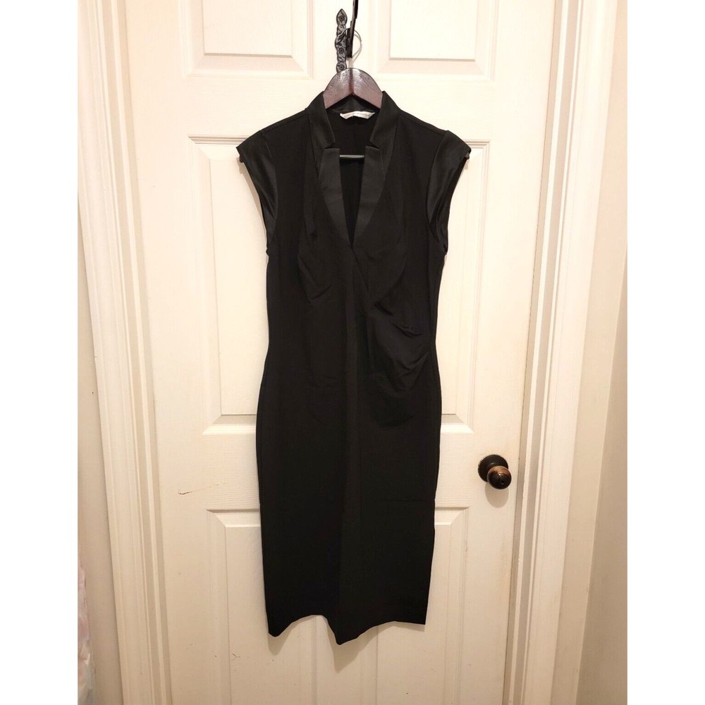 Diane Von Furstenberg Womens Sleeveless Cocktail Dress Black Size SMALL Knee
